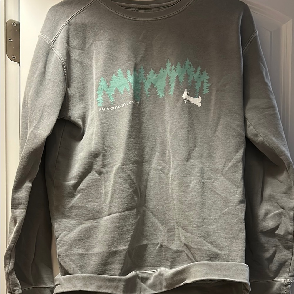 Gray Sweatshirt with Green Tree Design